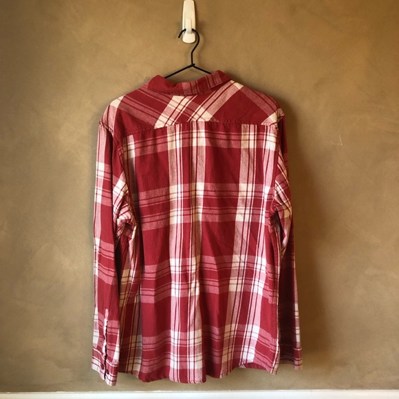 - RVCA red plaid cotton button up - Picture 5 of 7